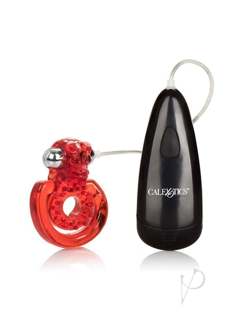 Elite Sexual Exciter Ruby Vibrating Cock Ring With Clitoral Stimulation - Red